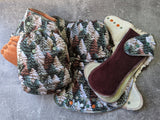 Knit Pines (cotton french terry Hybrid Fitteds - cloth diapers - Velour inners - bamboo hemp fleece soakers - Windpro Hybrid )