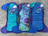Purple Scales - LBB Ai3 & V2 cloth diaper - PUL - Athletic wicking Jersey awj - handmade diaper - Pocket AiO cloth diaper