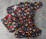 Chickens - LBB Ai3 & V2 cloth diaper - PUL - Athletic wicking Jersey awj - handmade diaper - Pocket AiO cloth diaper