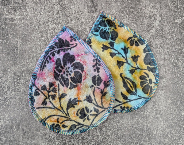 Floral Vine handdyed OBV nursing pads - 1 Breast Pad Set