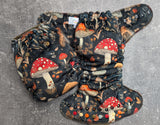 Forest Mushrooms - Squish Hybrid Fitteds - cloth diapers - bamboo hemp fleece soakers - Windpro Hybrids