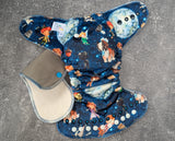 Peter Pan (Squish Hybrid Fitteds - cloth diapers - organic bamboo Velour inners - bamboo hemp fleece soakers - Windpro Hybrid )