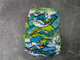 Dinos Squish Hybrid Fitteds - cloth diapers - Velour inners - bamboo hemp fleece soakers - Windpro Hybrid