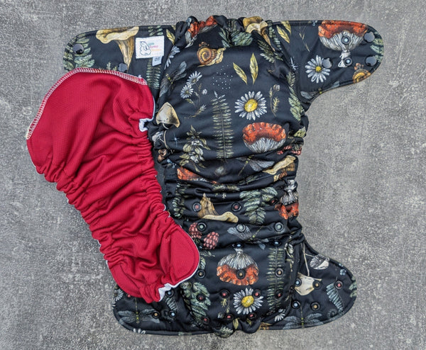 Mushrooms & Daisies - Snug a Buns LBB Cloth Diaper - extended wear diaper - Heavy wetter - Snug a Bun