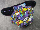 Rainbow Barf Squish Hybrid Fitteds - cloth diapers - Velour inners - bamboo hemp fleece soakers - Windpro Hybrid
