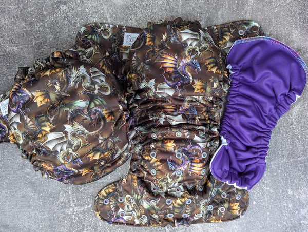 Dragons Snug-a-Buns (LBB Cloth Diaper - extended wear diaper - Heavy wetter - Snug a Bun)