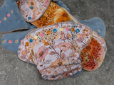 Flower Fields Bamboo FT Hybrid Fitteds - cloth diapers - Velour inners - bamboo hemp fleece soakers - Windpro Hybrid