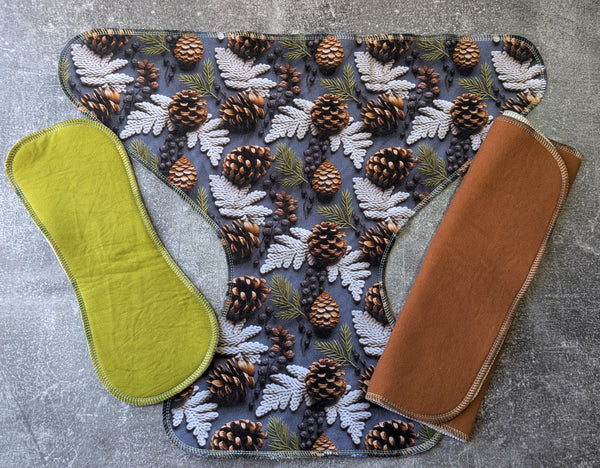 Pine Cones (Contour & Trifold cloth diaper)