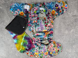 Rest in Wildflowers (Squish Hybrid Fitteds - cloth diapers - velour inners - bamboo hemp fleece soakers - Windpro Hybrid )
