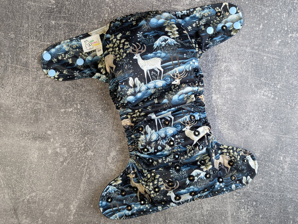 Winter Deer (LBB Ai3 & V2 cloth diaper - PUL diaper - Athletic wicking Jersey - handmade diaper - Pocket AiO cloth diaper)