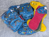 Batty (Squish Hybrid Fitteds - cloth diapers - Velour inners - bamboo hemp fleece soakers - Windpro Hybrid )