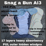 Halloween Black Snug-a-Buns (LBB Cloth Diaper - extended wear diaper - Heavy wetter - Snug a Bun)