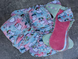 Cutie Ghost (Squish Hybrid Fitteds - cloth diapers - Velour inners - bamboo hemp fleece soakers - Windpro Hybrid )