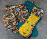 Honey Bears (Dark) - Squish Hybrid Fitteds - cloth diapers - bamboo hemp fleece soakers - Windpro Hybrids