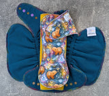 Honey Bears (Dark) - cotton french terry Fold in Fitted - all absorbency - Cloth Diapers