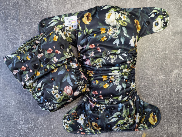 Antique Floral LBB Ai3 & V2 cloth diaper - PUL - Athletic wicking Jersey awj - handmade diaper - Pocket AiO cloth diaper