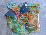 Autumn Stream - Teal WP/Handdyed bamboo fleece- Double Windpro Hybrid Fitteds - cloth diapers - bamboo hemp fleece soakers - Windpro Hybrids