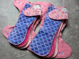Mermaids (Squish Hybrid Fitted - cloth diapers - velour inners - bamboo hemp fleece soakers - Windpro Hybrid)