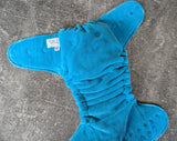 Solid BLUES (Cotton Velour Hybrid Fitted - cloth diapers - cotton Velour inners - bamboo hemp fleece soakers - Windpro Hybrid )