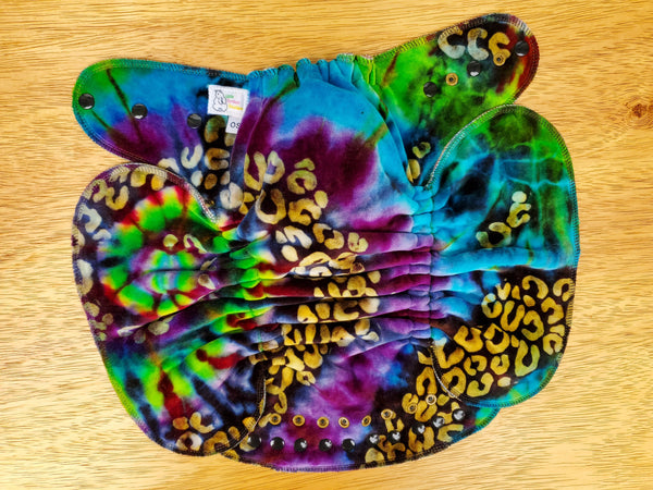 Tye dye leopard Fold in Fitted