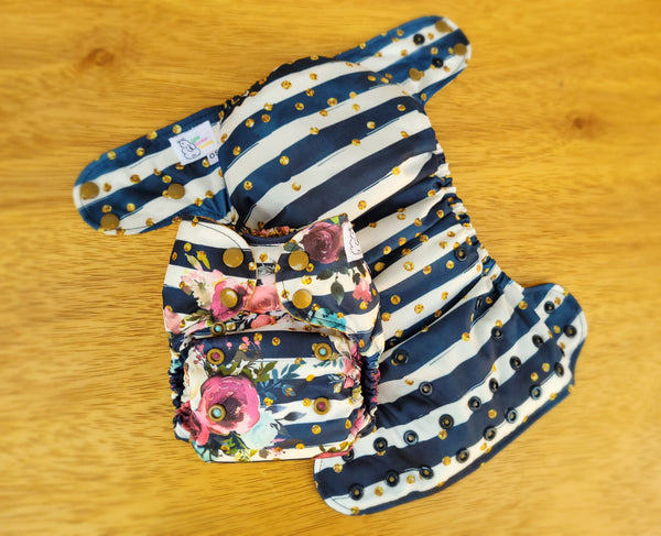 Navy Glitter Stripes & Floral(LBB Ai3)