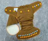 Coyote WP/ hand dyed earthy/orange Geode OBV (petite Double Windpro Hybrid Fitted cloth diaper)