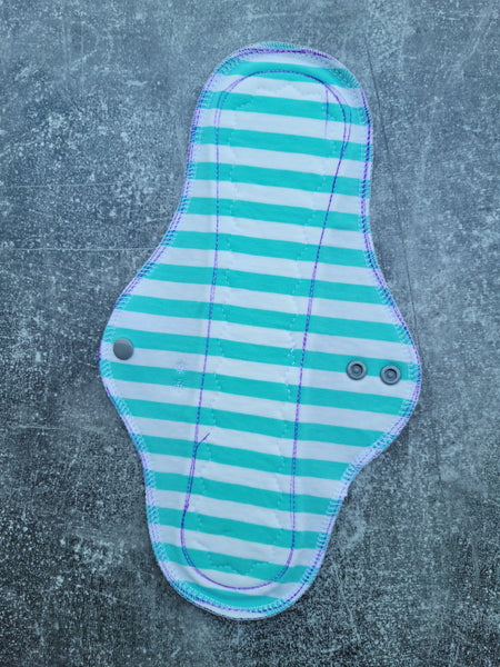 Mint Stripe cotton lycra (12in MODERATE  Cloth Pads)