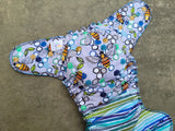 Bees & Stripes + handdyed OBV soaker (Cotton Lycra Windpro Hybrid)