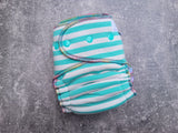 Mint Stripe (CL)/ Solar Lines dyed OBV (Hybrid Fitted Cloth diaper)