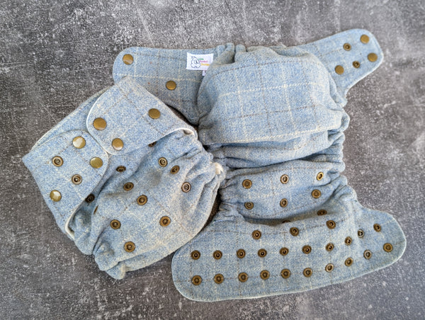 Blue Plaid Woven Wool (LBB Wool Cloth Diaper Cover)